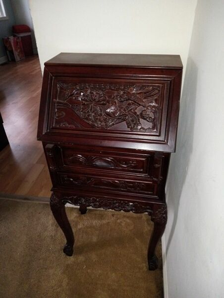 Carved Wood Secretary Desk