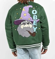 Obey wizard forest green varsity jacket