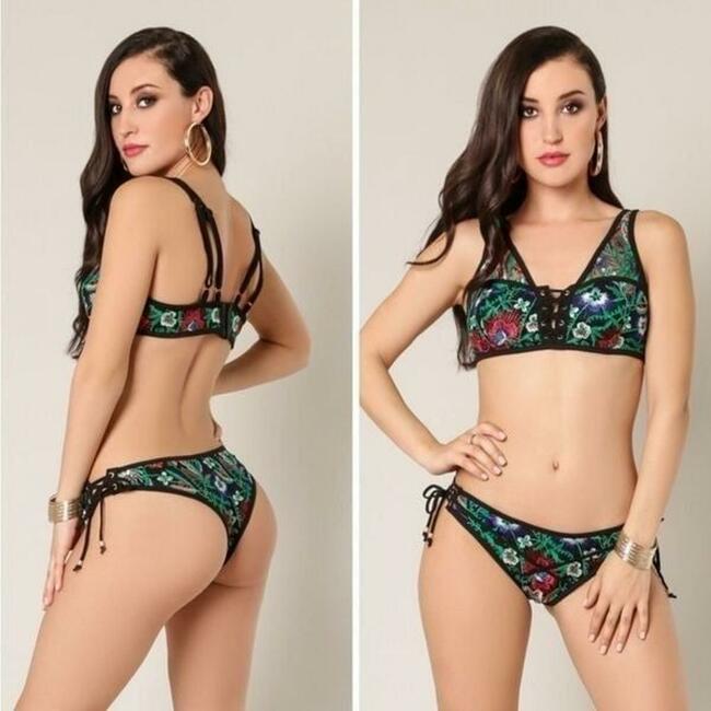 Wow Couture Multi Colored Bikini Set