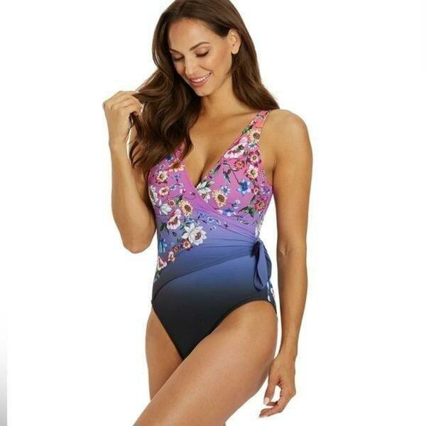 Johnny Was Women's Swimsuit Size XS One Piece Ombre Garden Wrap Floral NWT 198