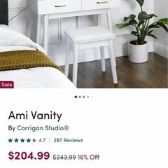 Make Up Vanity with Light Mirror And Chair