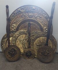 Antique 1950 Brass Wall Plate plaques set