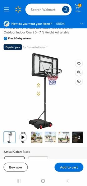 VIRNAZ 33 In. Portable Basketball Hoop & Goal For Outdoor Indoor Court 5 - 7 Ft Height Adjustable