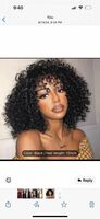 Short Curly Bob Wigs Water Wave Human Hair Wig with Bangs for Women Lace Front Wigs Brazilian Virgin Hair Machine Made Wig Natural Black