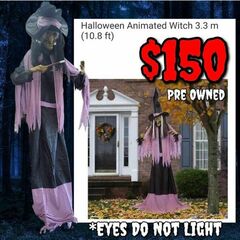 Pre Owned 10' Animated Talking Halloween Witch w/Defect: Njft