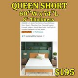 New QUEEN SHORT 60"W X 74"L Green Tea 8" Memory Foam Mattress: Njft