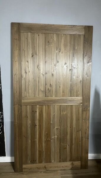 HOMACER 44”x 84” Walnut Solid Pine Wood Interior Sliding Barn Door (no hardwares) .