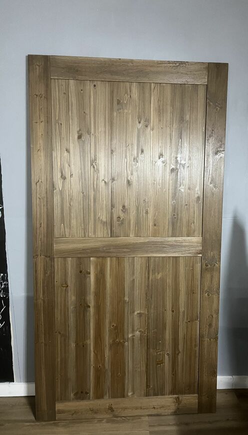 HOMACER 44”x 84” Walnut Solid Pine Wood Interior Sliding Barn Door (no hardwares) .