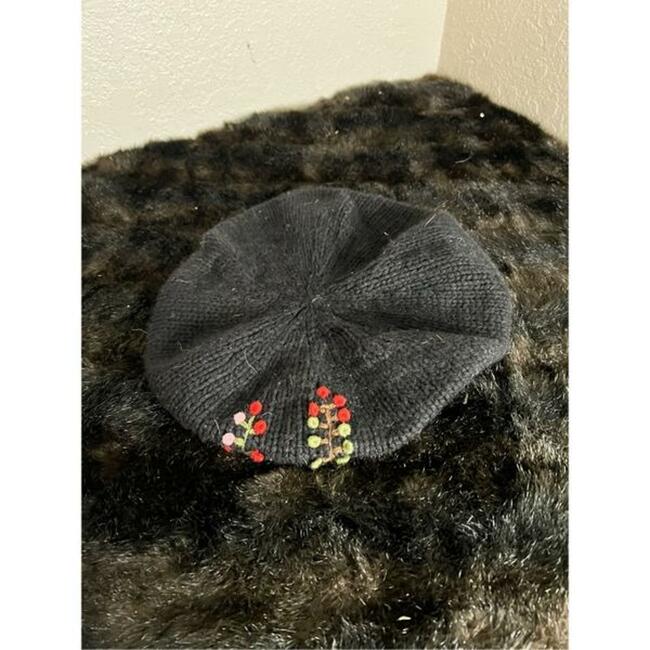 True Religion Hat O/S Knit Beret  Floral Wool Cashmere Angora Blend Y2K