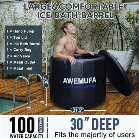 AWEMUFA Upgraded Cold Plunge Tub with Insulated Lid for Athletes