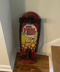 1980’s Vintage Pool Fool Variflex XP Series Skateboard. It is in nice condition and is all original. The graphics are sh