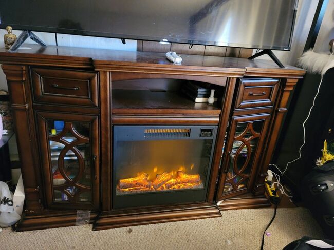 TV stand with fireplace