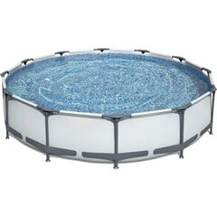 Swimming Pool Set Ground Outdoor Backyard 12 Foot x 30 Inch Round Metal Frame Above 330 Gallons with Filter Pump,