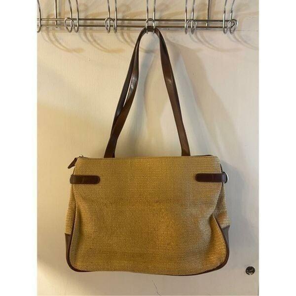 Aigner Etienne Natural straw leather shoulder bag 14x10”