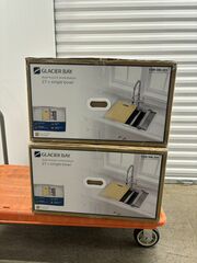 NEW Glacier Bay Dolancourt 27” Dual Mount Single Bowl 18G Stainless Steel Workstation Kitchen Sink with Spring Neck Faucet