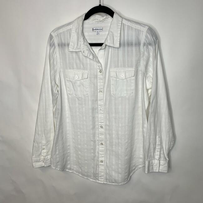 Croft & Barrow White Grid 100% Cotton Shirt Sz Large