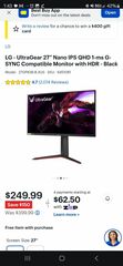 LG - UltraGear 27” Nano IPS QHD 1-ms G-SYNC Compatible Monitor with HDR - Black
