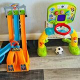 Hot wheels track set and basketball toy for toddlers