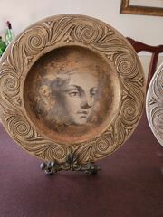 2 Ceramic Roman Plates . Stand Sold Separetely