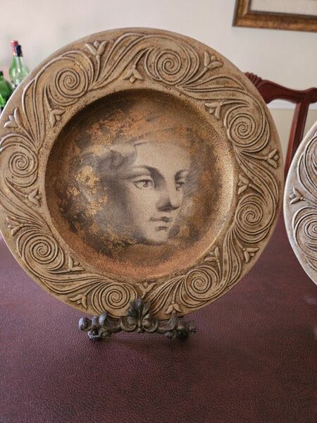2 Ceramic Roman Plates . Stand Sold Separetely