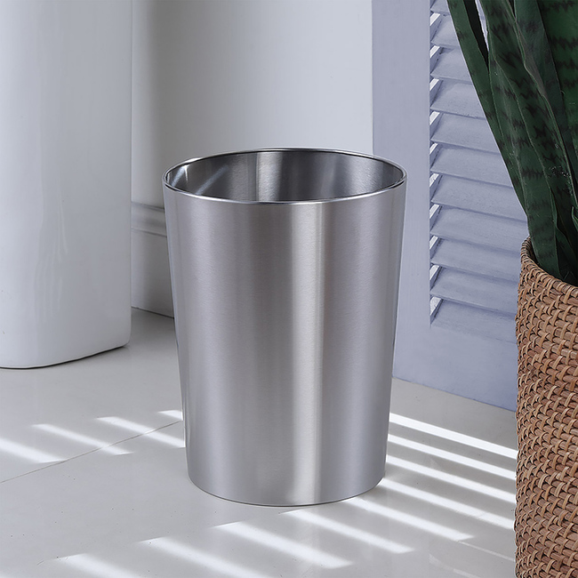 Mainstays Brushed Nickel Metal Bathroom Wastebasket, 2.2 gal