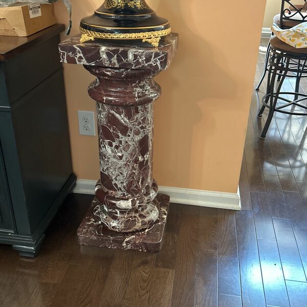 Large Rouge Marble Column Pedestal