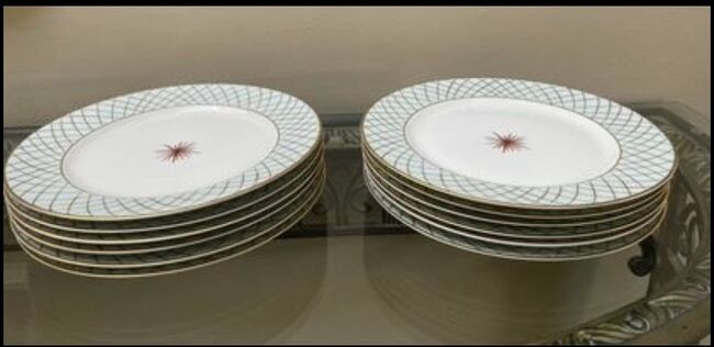 Set of Fine China. Dinner Plate Etoile Celedon by Bernardaud