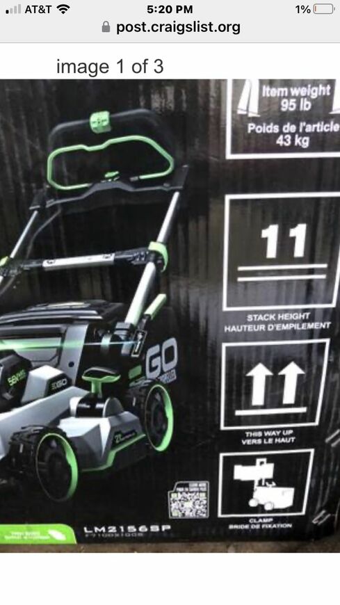 New In Box EGO LM2156SP 56 Volt Battery Powered Lawn Mower Self Propelled