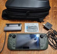eam Deck OLED 1TB with Case and Accessories Army Green Handheld gaming system