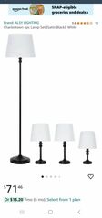 Charlestown 4 pc Lamp Set, Satin black finish w/ White linen Shades