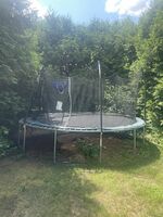 like new trampoline with basketball and volleyball net additions. with boxes. see description