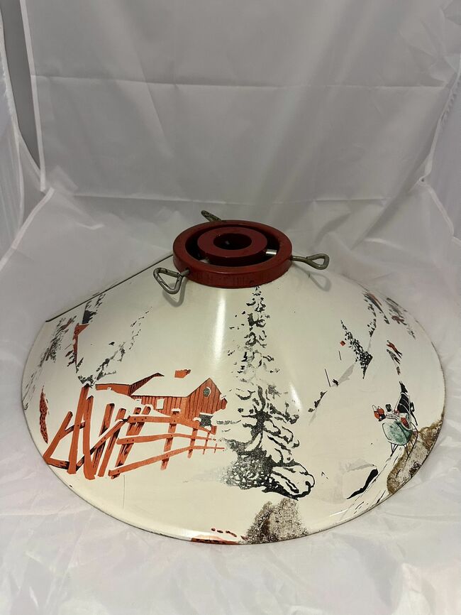 Vintage Coloramic Country Scene Christmas Tree Stand