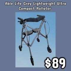 NEW Able Life Grey Lightweight Ultra Compact Rollator: Njft