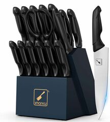BRAND NEW 16 Pcs Stainless Steel Knife Set with Block & Ergonomic Handle