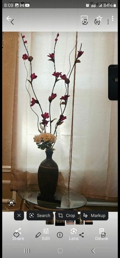 Two piece ceramic vase with flowers