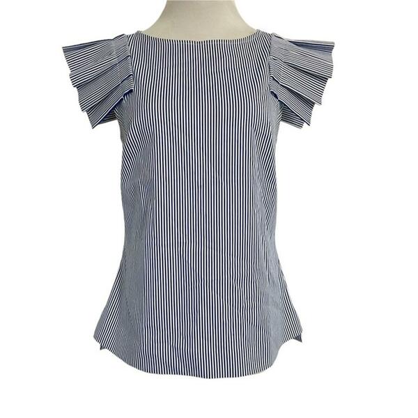 Ted Baker Size 2 Medium  Top Blouse Ruffle Sleeve Stripe