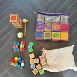 Assorted wood and plush infant toys