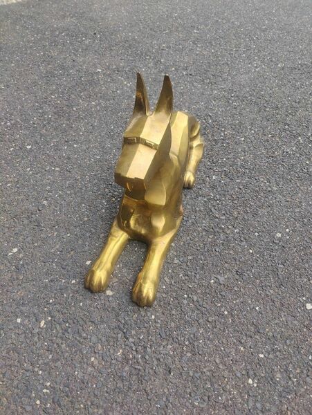 Mid Century Modern Great Dane Statue Door Stopper Brass