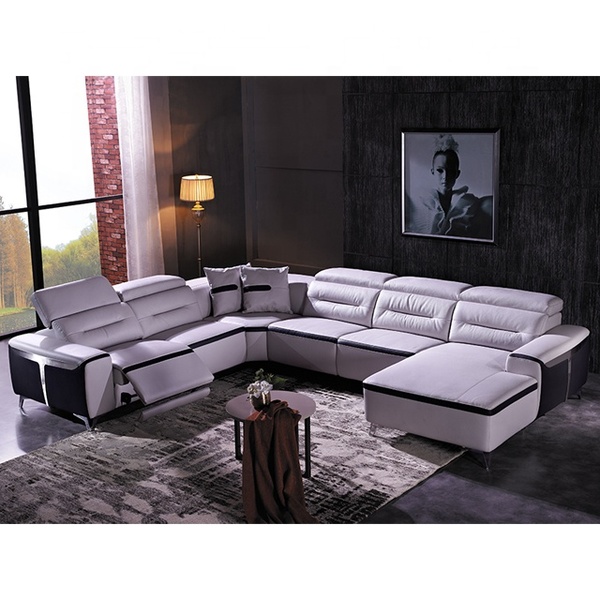 Italian Leather Furniture Set Living Room  Motion Sectional Power Recliner Sofa