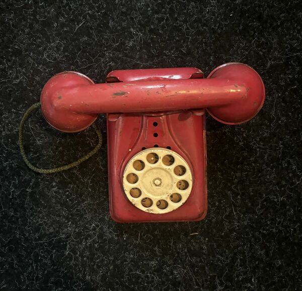 Antique Red Steel Child’s Phone.