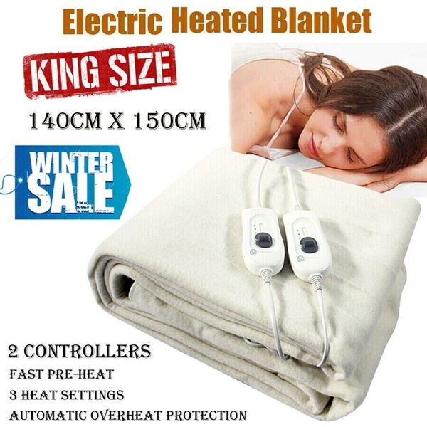 BLANKET HEATED UNDER BLANKET 3 HEAT SETTINGS KING SIZE 2 CONTROLLERS