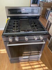 KitchenAid five burner gas range/convection oven with warming drawer
