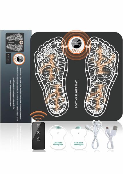 EMS Foot Massager Mat–Foot Massager Pad, Muscle Relaxation, Foldable Feet Foot Massager for Pain Plantar Relief, Portable & Rechargeable Feet Massager