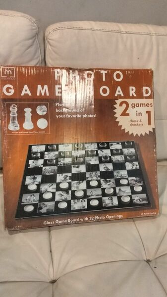 Melannco Glass Chess/Checkers Photo Game Board
