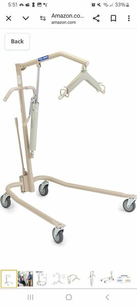 Invacare Lightweight Hydraulic Patient Lift, 450 lb. Weight Capacity