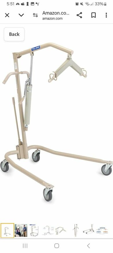 Invacare Lightweight Hydraulic Patient Lift, 450 lb. Weight Capacity