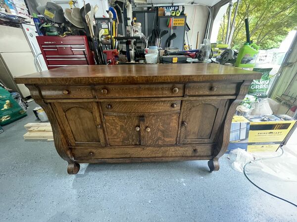 Antique Empire Oak Sideboard Buffet/server