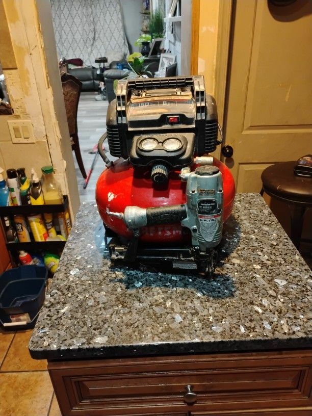 150 Pound Compressor Along With Two And A Half Inches Nail Finisher