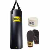 Everlast 100lb heavy bag, gloves