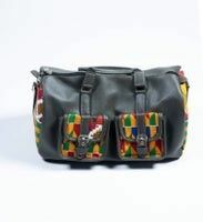 Kente leather Travel Duffel bag